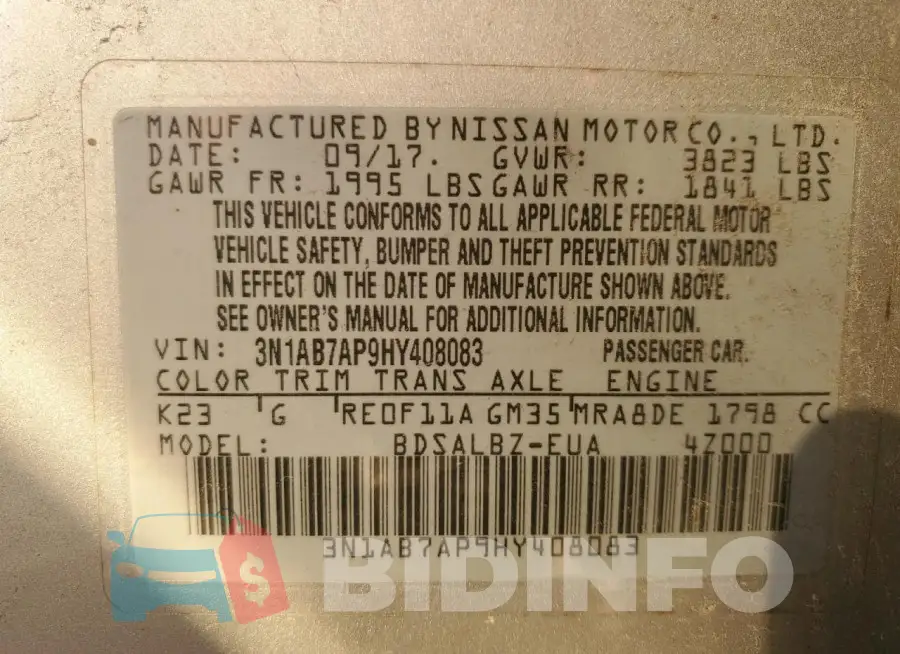 3N1AB7AP9HY408083 Photo# 13
