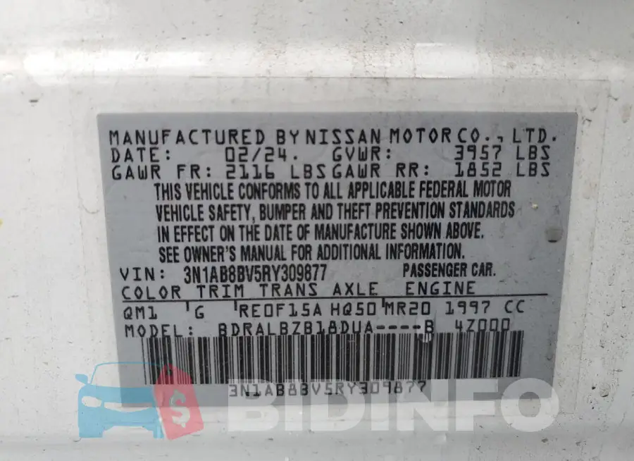 3N1AB8BV5RY309877 Photo# 12