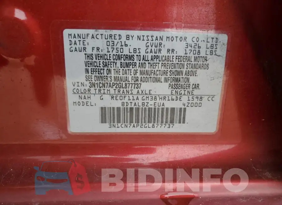 3N1CN7AP2GL877737 Photo# 12