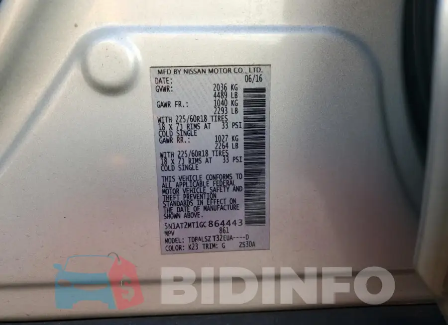 5N1AT2MT1GC864443 Photo# 13