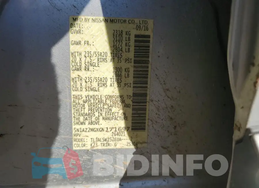 5N1AZ2MGXGN171697 Photo# 13