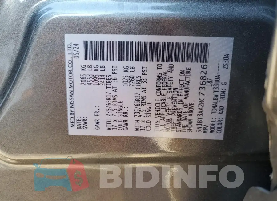 5N1BT3AA2RC736826 Photo# 14