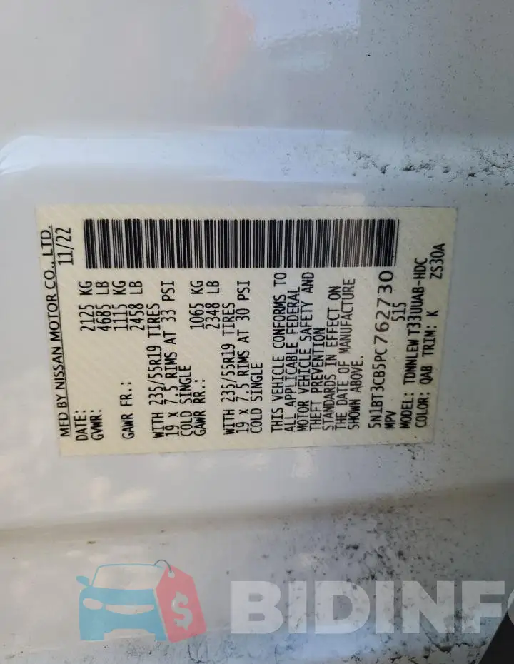 5N1BT3CB5PC762730 Photo# 13