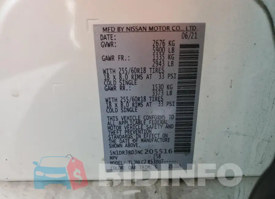 5N1DR3BD3NC205516 Photo# 13