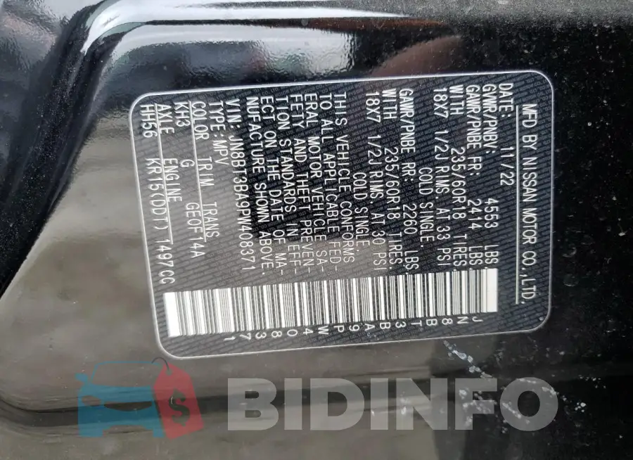 JN8BT3BA9PW408371 Photo# 13