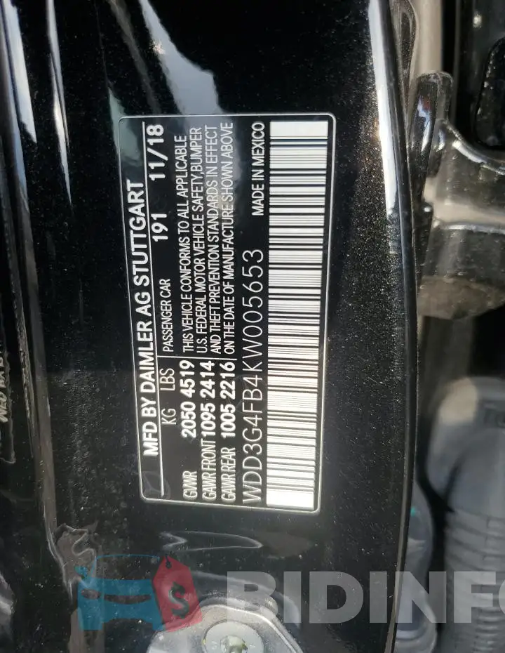 WDD3G4FB4KW005653 Photo# 12