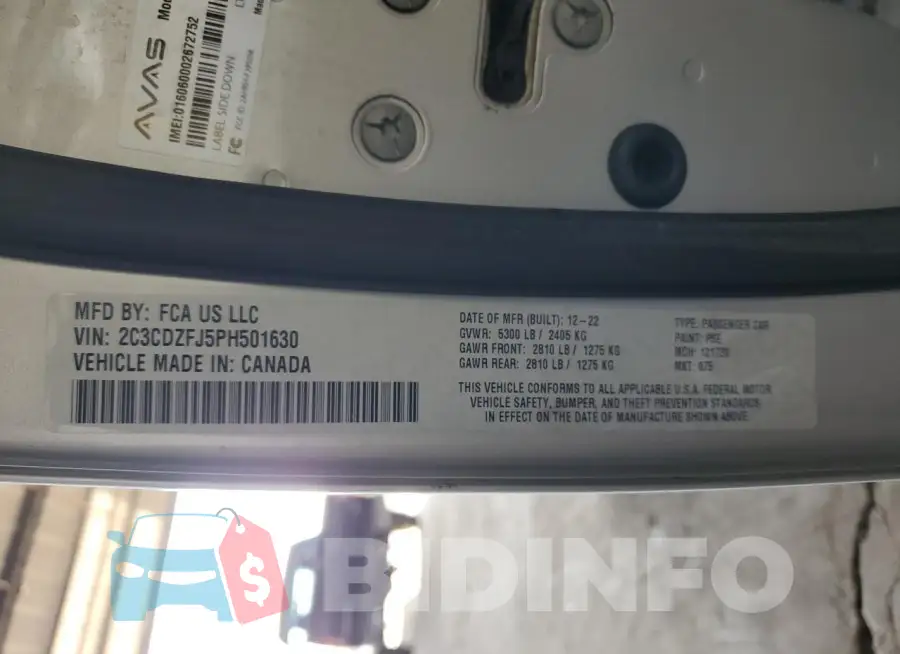 2C3CDZFJ5PH501630 Photo# 13