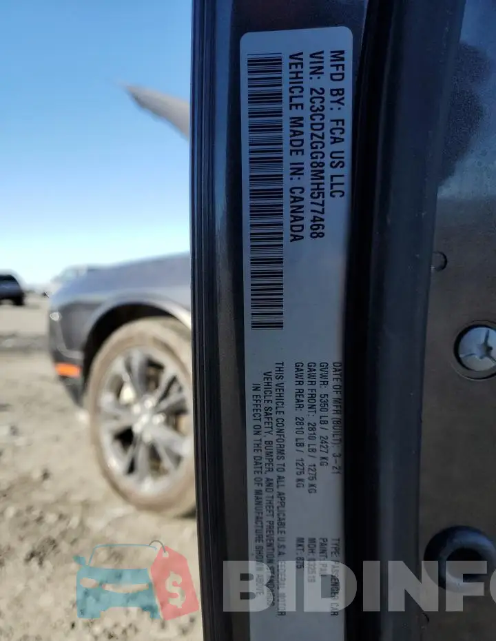 2C3CDZGG8MH577468 Photo# 12