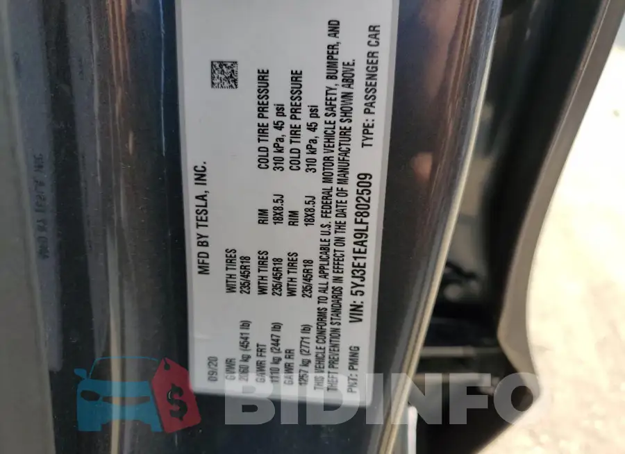 5YJ3E1EA9LF802509 Photo# 12