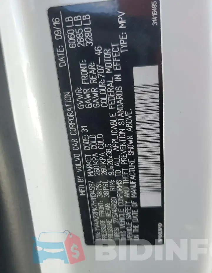 YV4A22PK7H1134587 Photo# 14