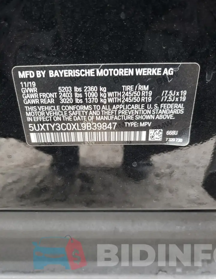 5UXTY3C0XL9B39847 Photo# 12