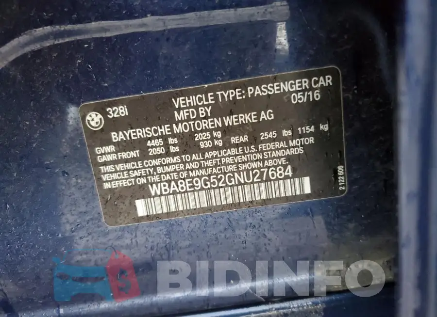 WBA8E9G52GNU27684 Photo# 12