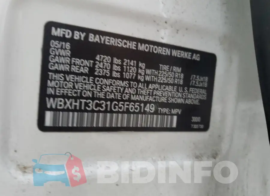 WBXHT3C31G5F65149 Photo# 14