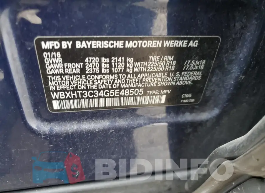 WBXHT3C34G5E48505 Photo# 12