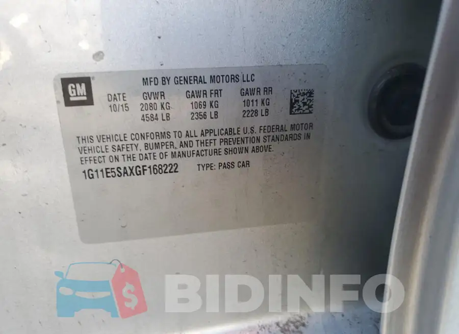 1G11E5SAXGF168222 Photo# 12