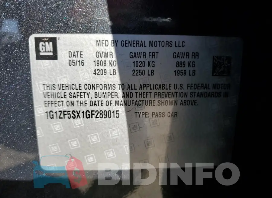 1G1ZF5SX1GF289015 Photo# 12