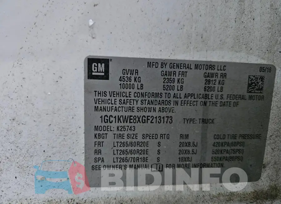 1GC1KWE8XGF213173 Photo# 10