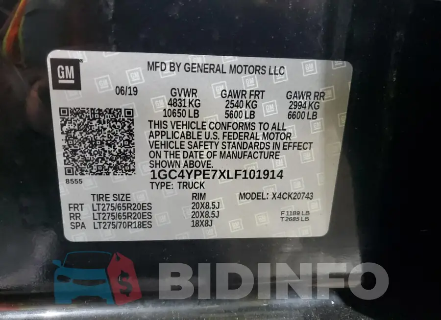1GC4YPE7XLF101914 Photo# 12