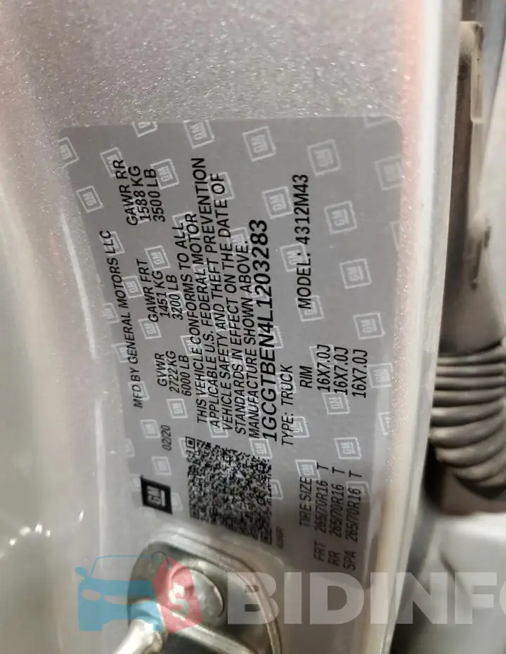 1GCGTBEN4L1203283 Photo# 12