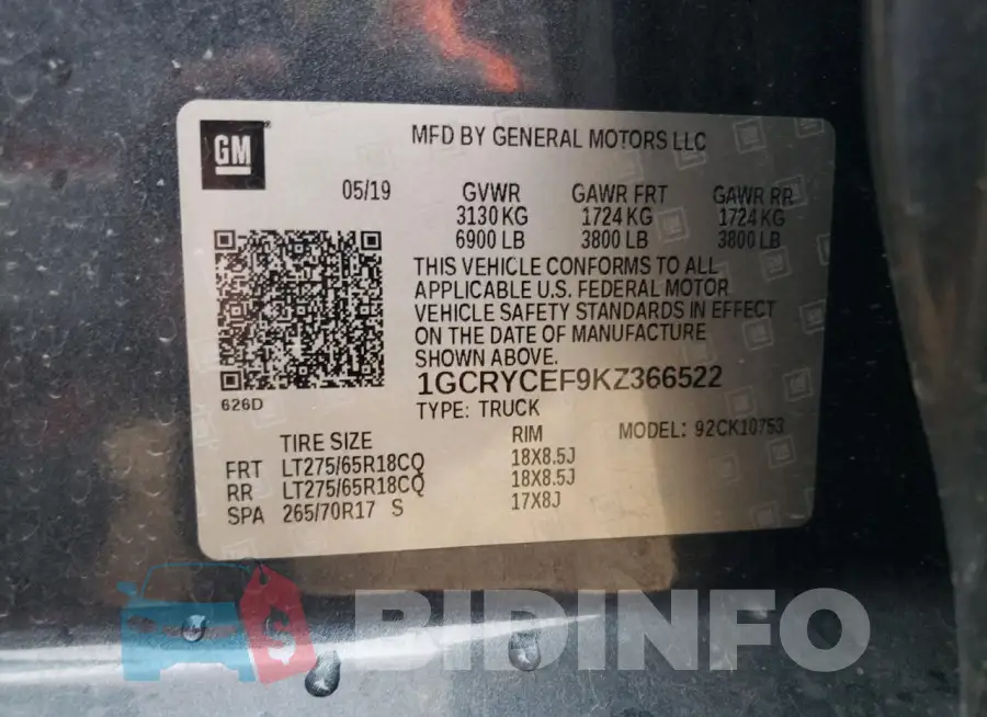 1GCRYCEF9KZ366522 Photo# 12