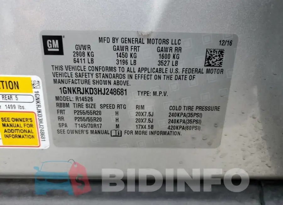 1GNKRJKD3HJ248681 Photo# 13