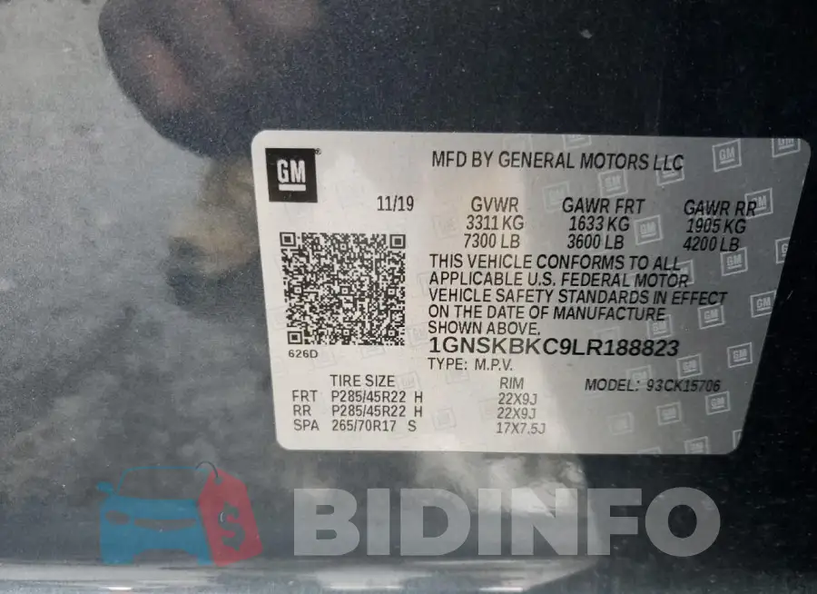 1GNSKBKC9LR188823 Photo# 13