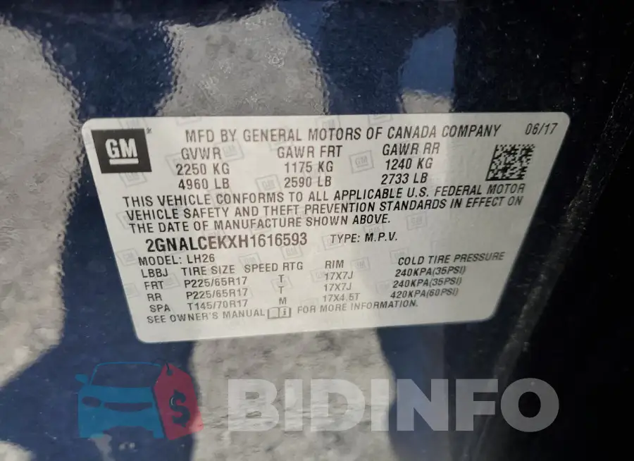 2GNALCEKXH1616593 Photo# 12