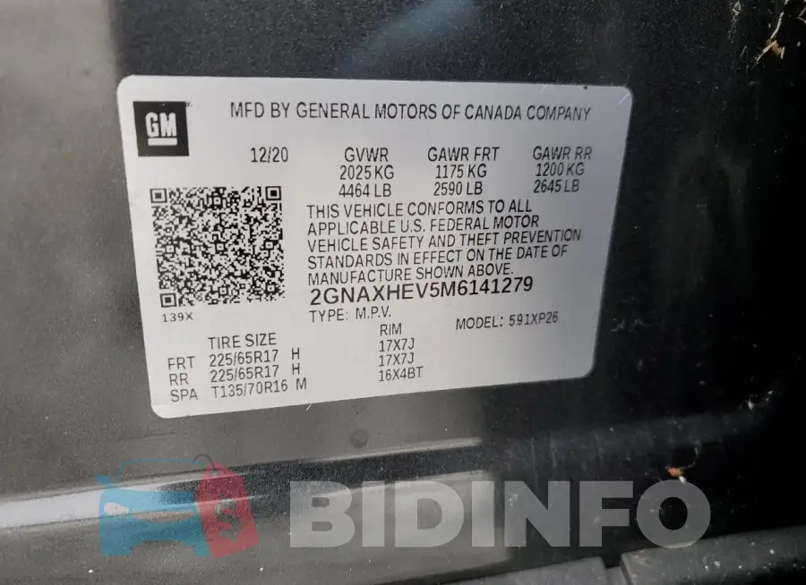 2GNAXHEV5M6141279 Photo# 13