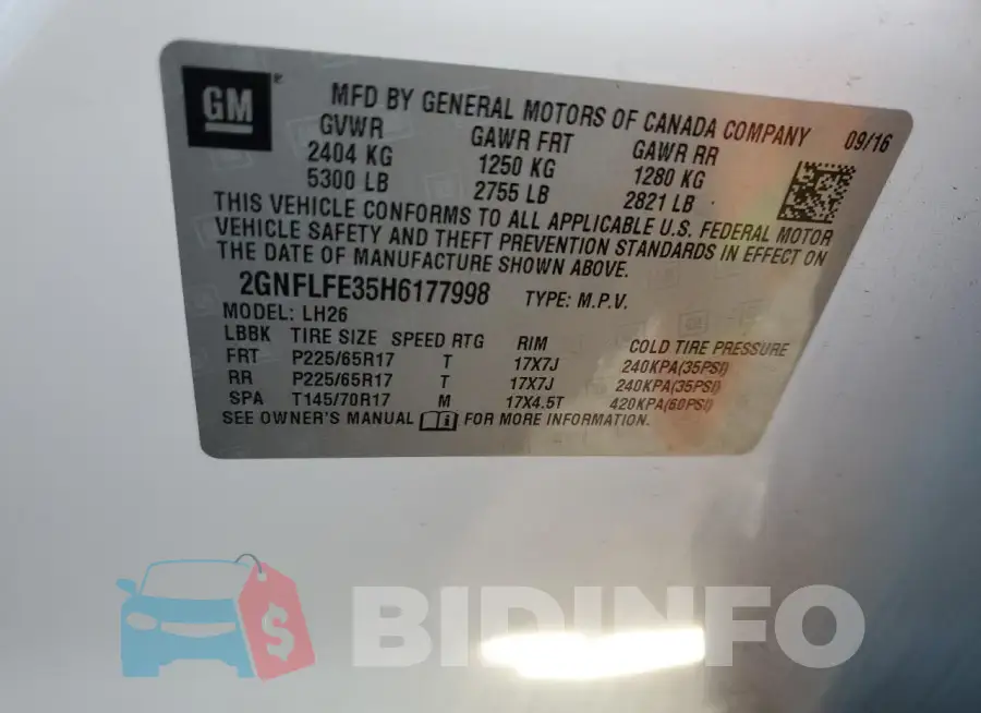 2GNFLFE35H6177998 Photo# 13