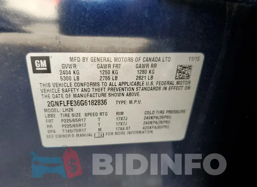 2GNFLFE36G6182836 Photo# 13