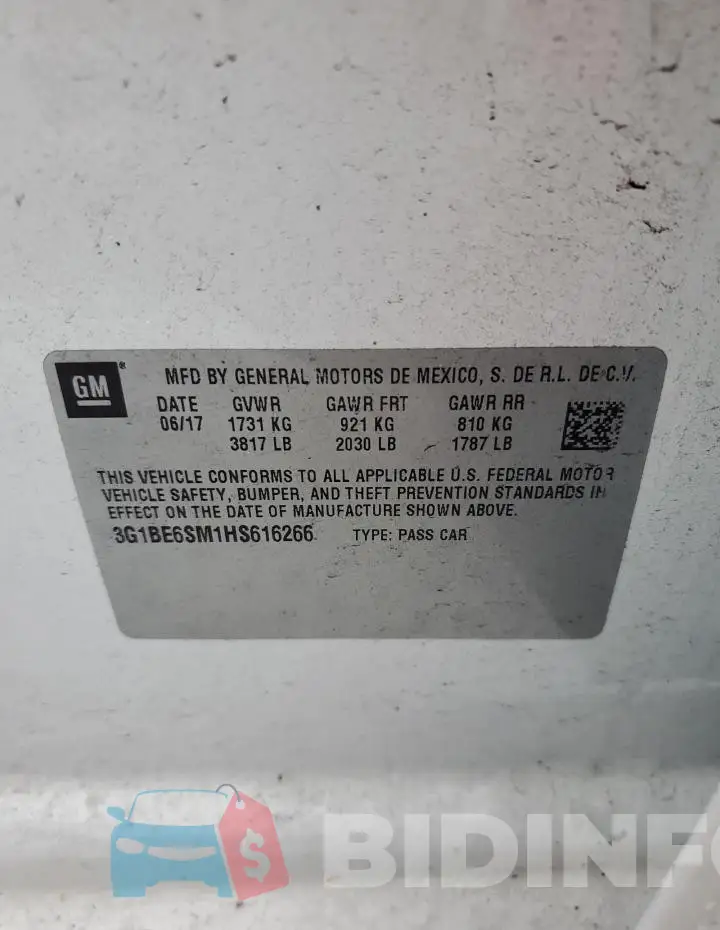 3G1BE6SM1HS616266 Photo# 12