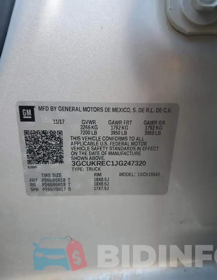 3GCUKREC1JG247320 Photo# 12