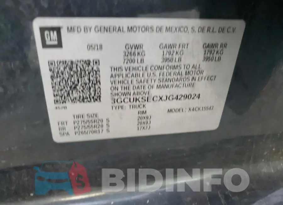 3GCUKSECXJG429024 Photo# 13