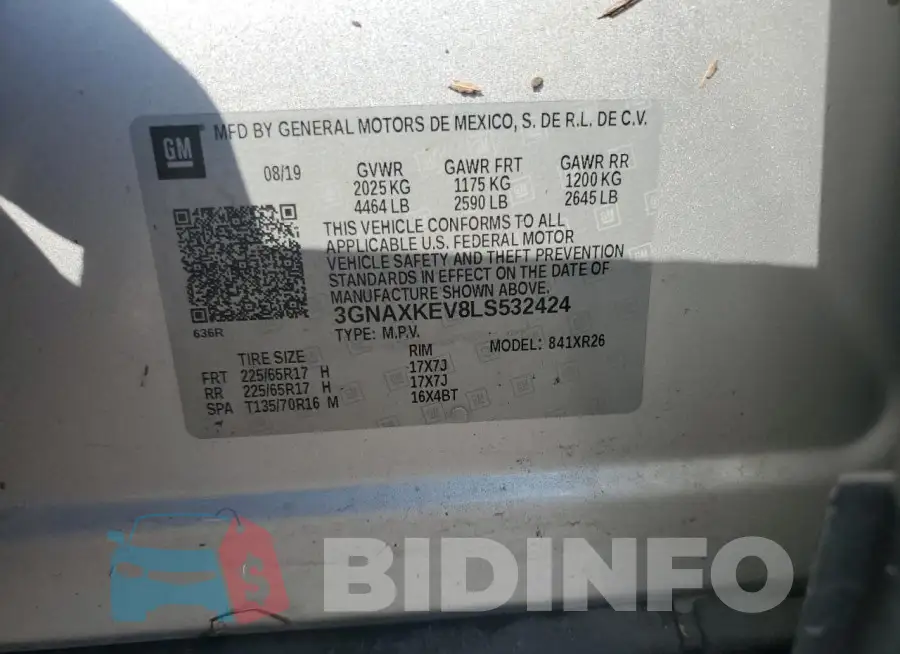 3GNAXKEV8LS532424 Photo# 12