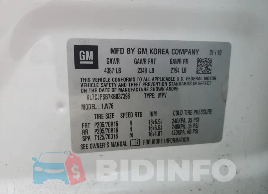 KL7CJPSB7KB837396 Photo# 13