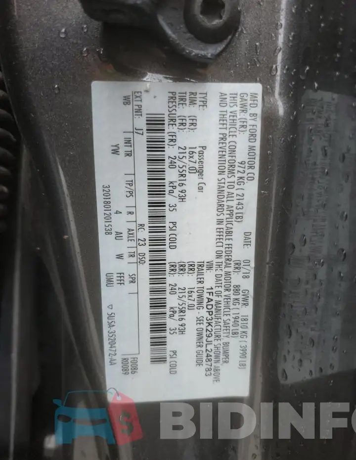 1FADP3K29JL248783 Photo# 12