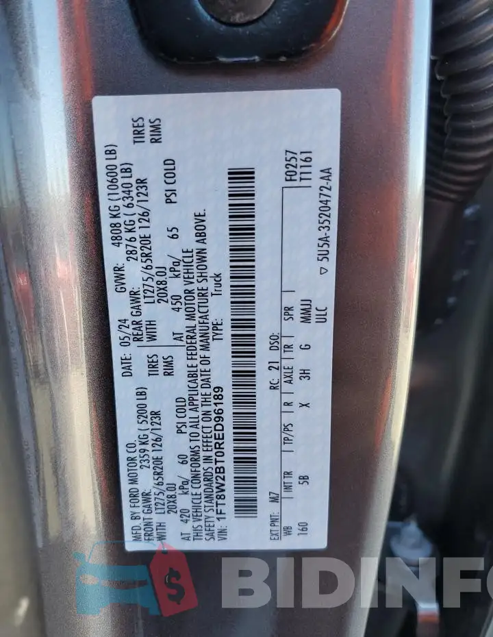 1FT8W2BT0RED96189 Photo# 12