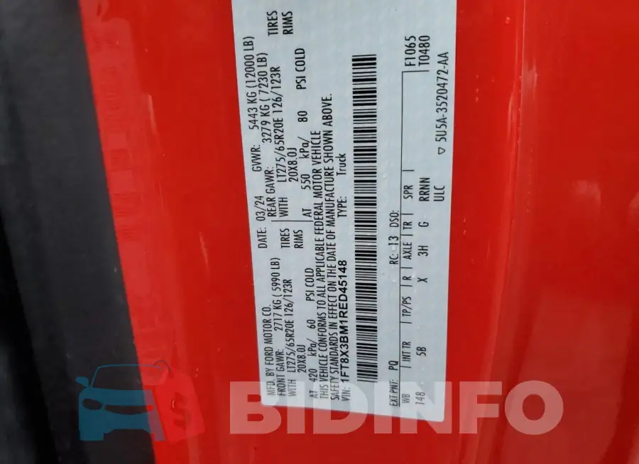 1FT8X3BM1RED45148 Photo# 12