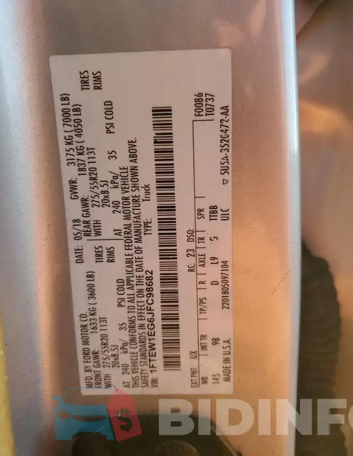 1FTEW1EG6JFC98682 Photo# 12