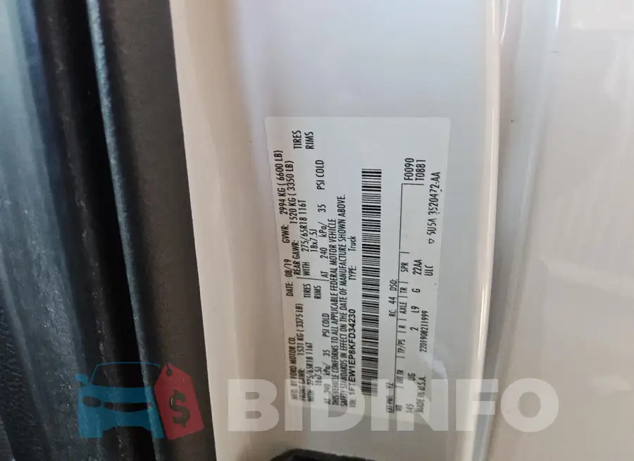 1FTEW1EP8KFD34230 Photo# 13