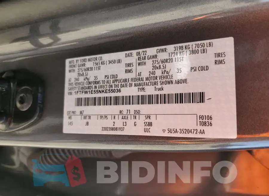 1FTFW1E55NKE55036 Photo# 12