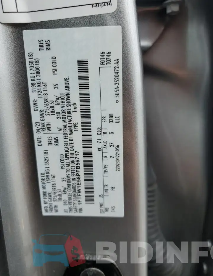 1FTFW1E58PFB56717 Photo# 13