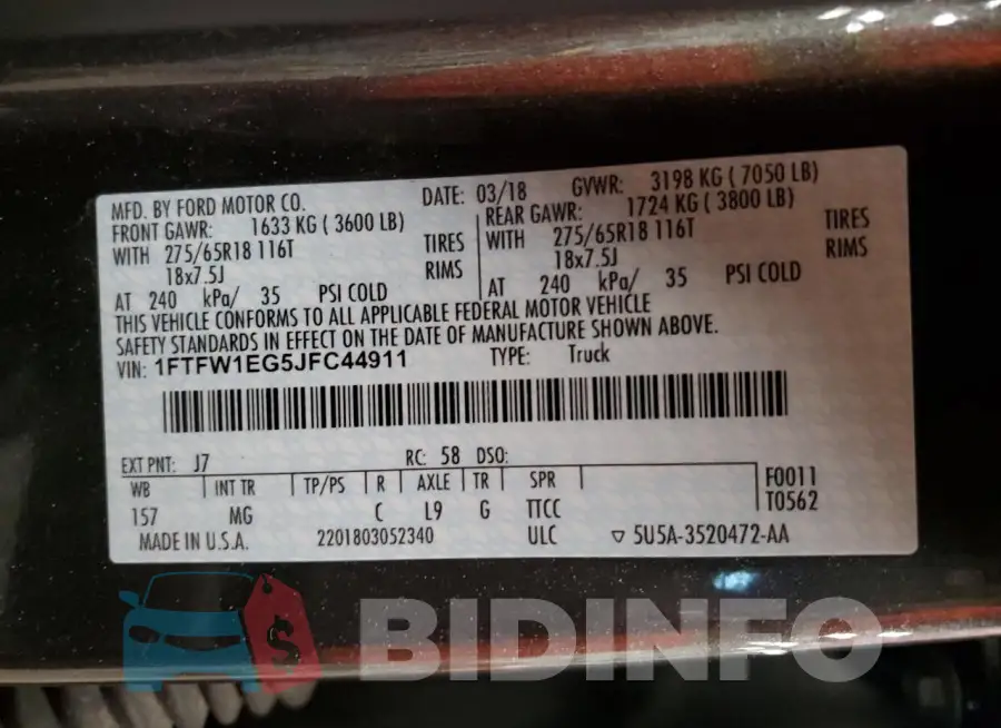 1FTFW1EG5JFC44911 Photo# 12