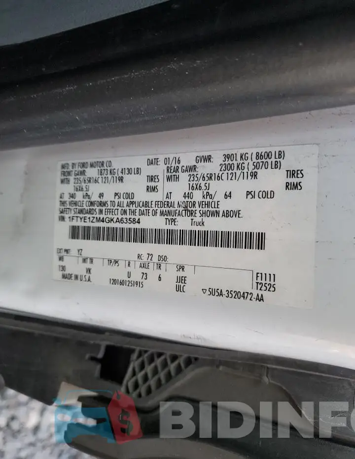 1FTYE1ZM4GKA63584 Photo# 12