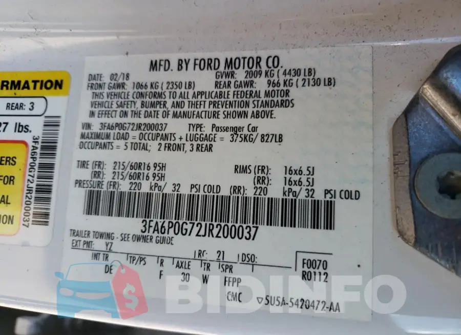 3FA6P0G72JR200037 Photo# 12