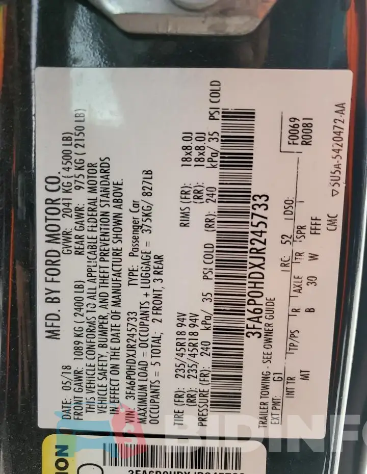 3FA6P0HDXJR245733 Photo# 13