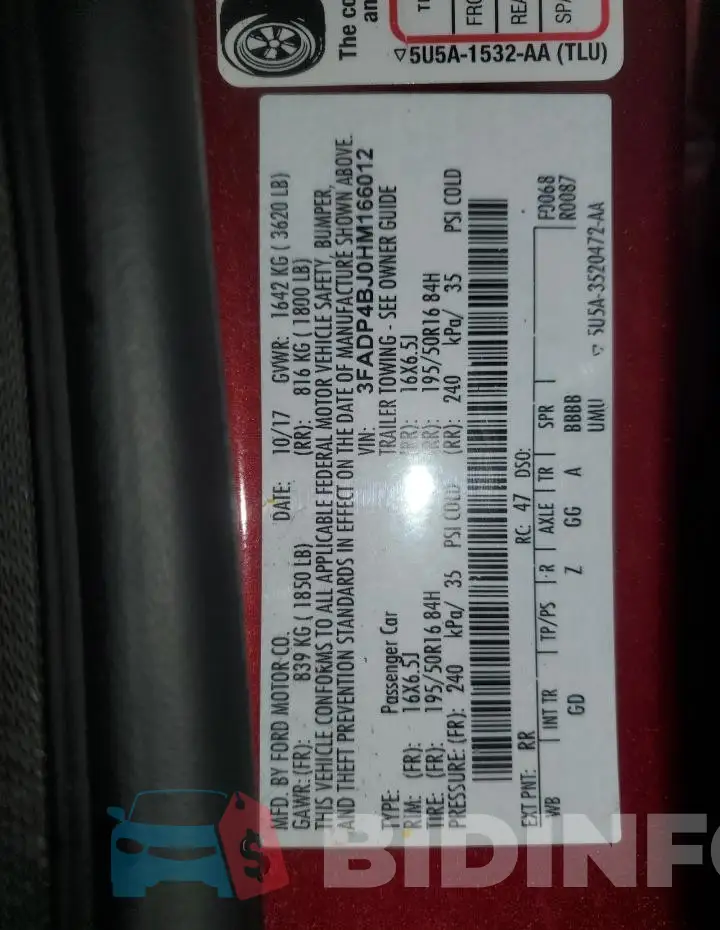 3FADP4BJ0HM166012 Photo# 12