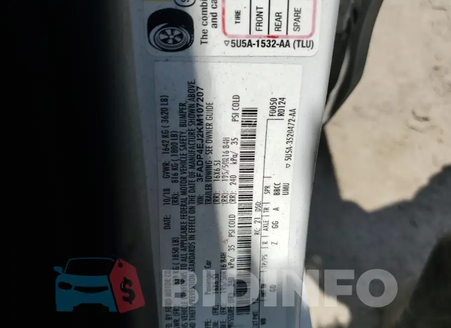 3FADP4EJ2KM107207 Photo# 12