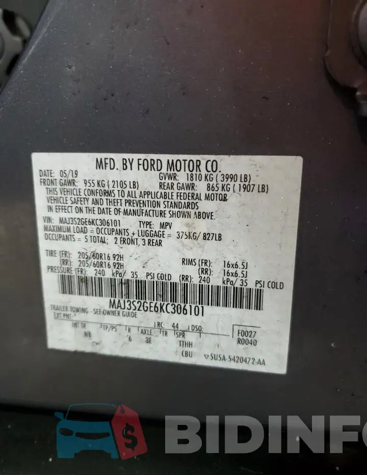 MAJ3S2GE6KC306101 Photo# 13