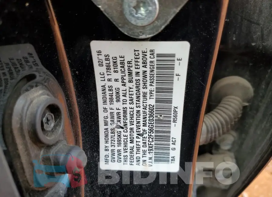 19XFC2F56GE036602 Photo# 12